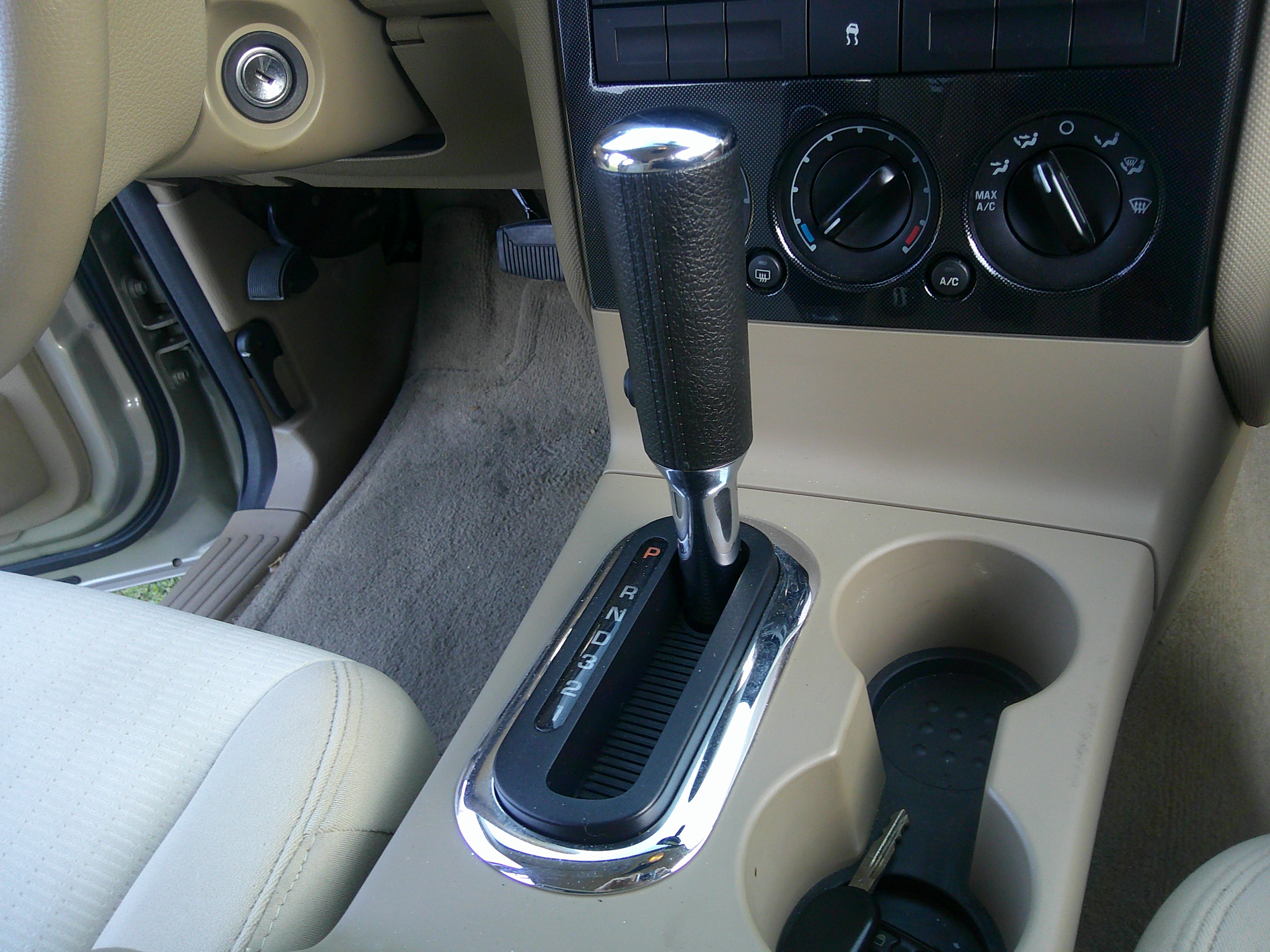 Center console showing gear selector and climate controls