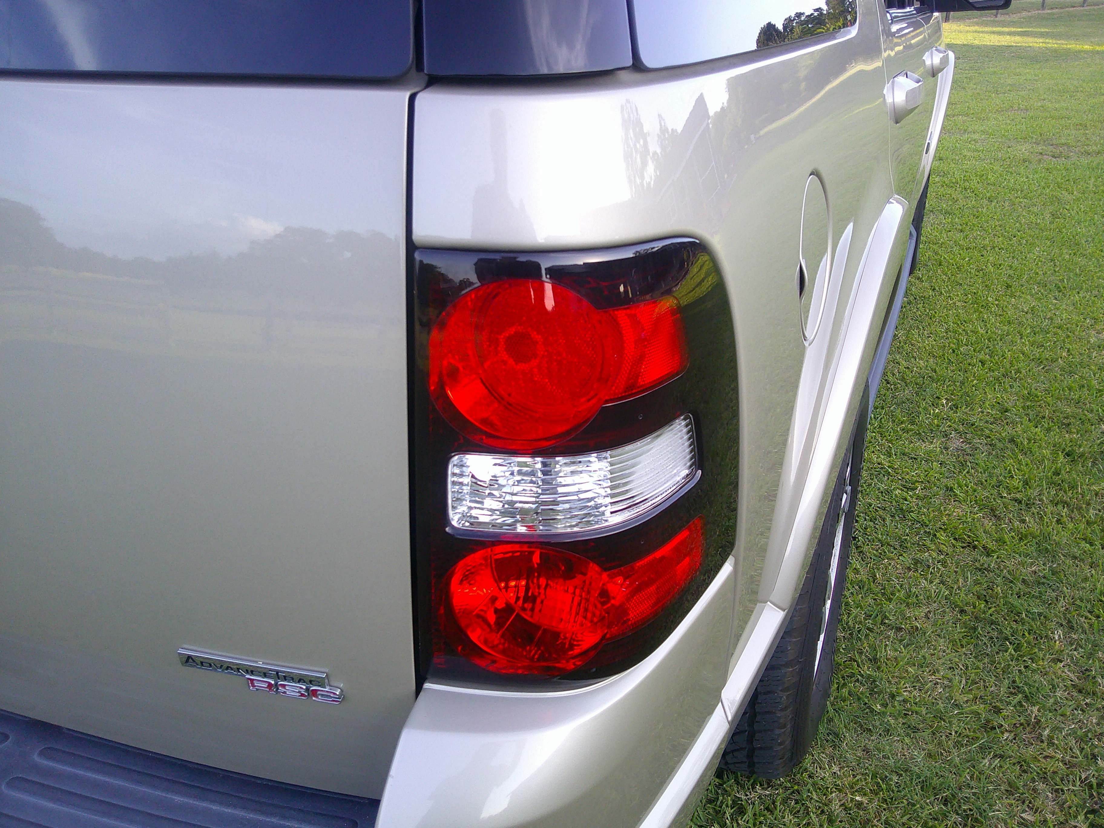Rear passenger side taillight and body panel detail.