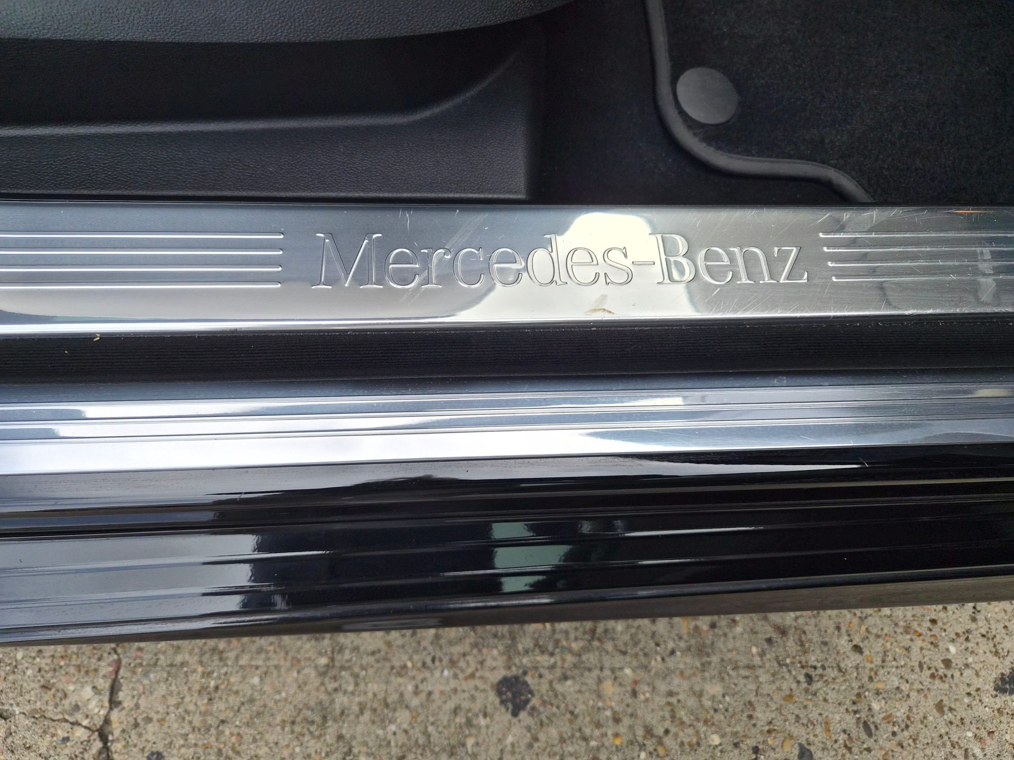 Stainless steel door sill plate with Mercedes-Benz engraving