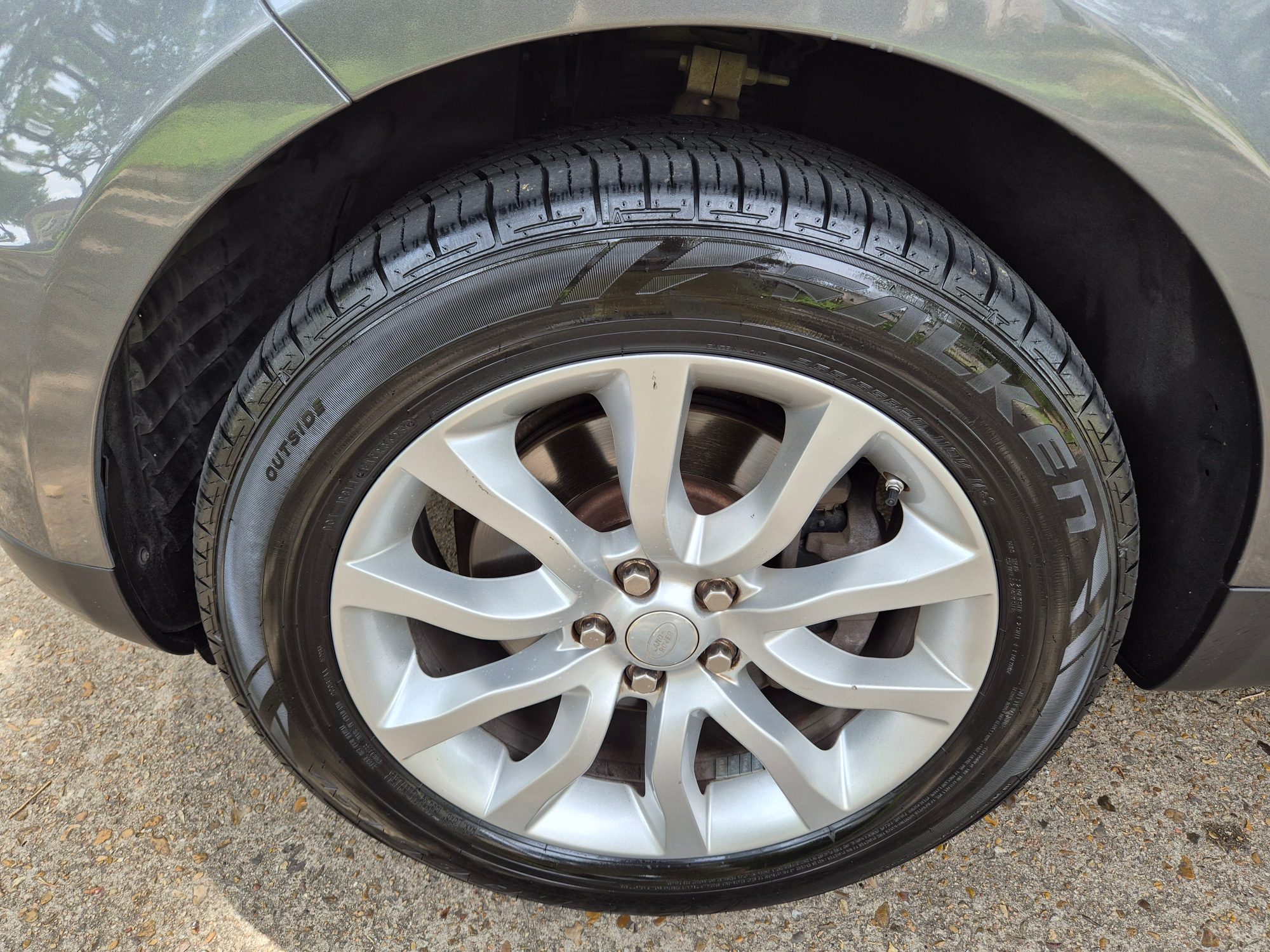 Close-up of alloy wheel and tire