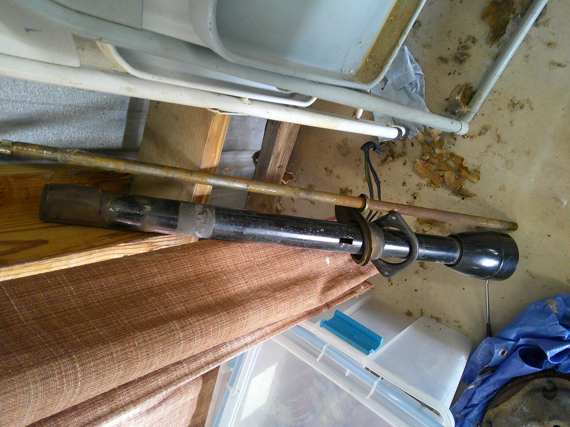 Disconnected steering column and shaft in storage