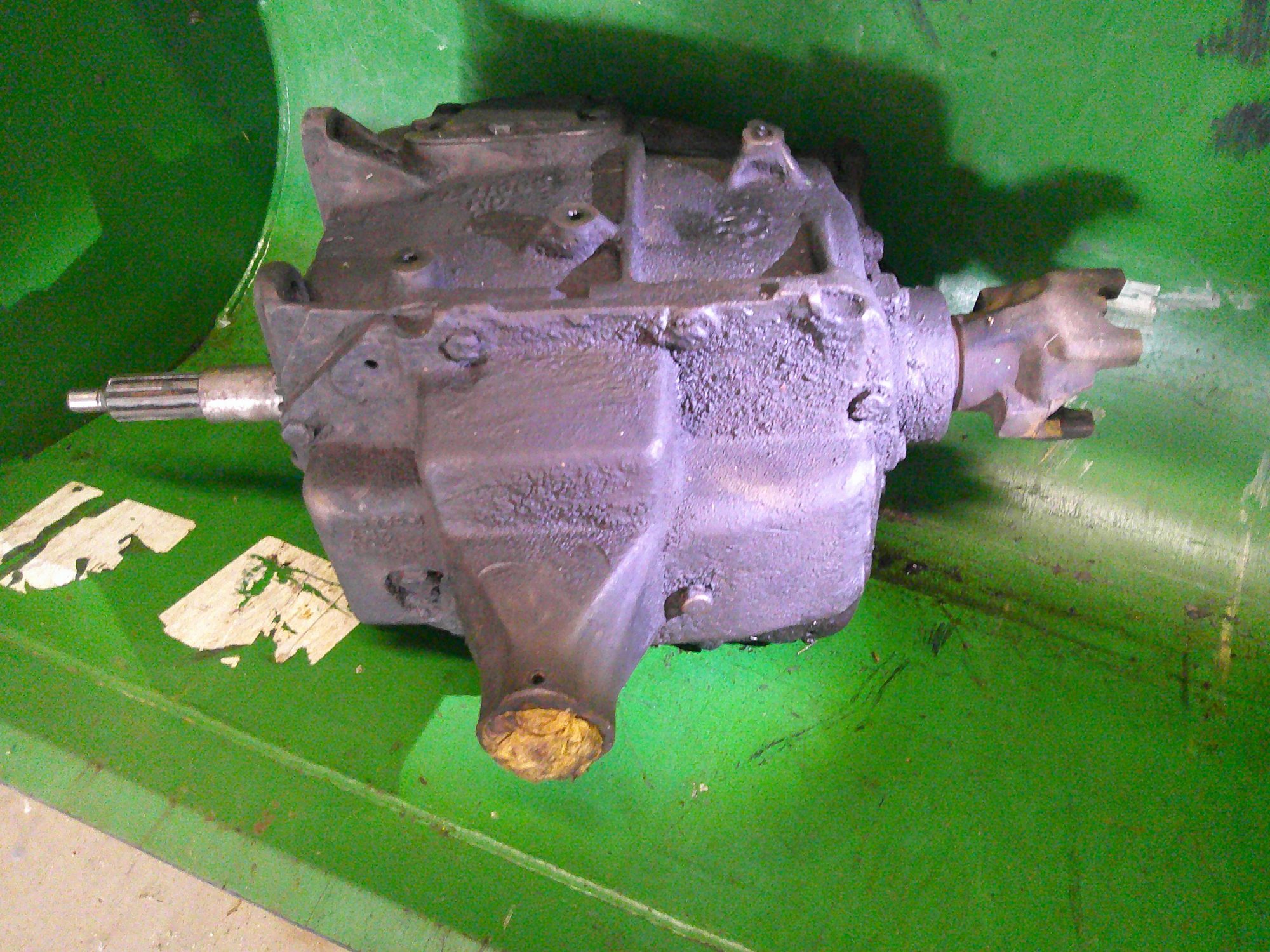 Detached transmission case and gear assembly.