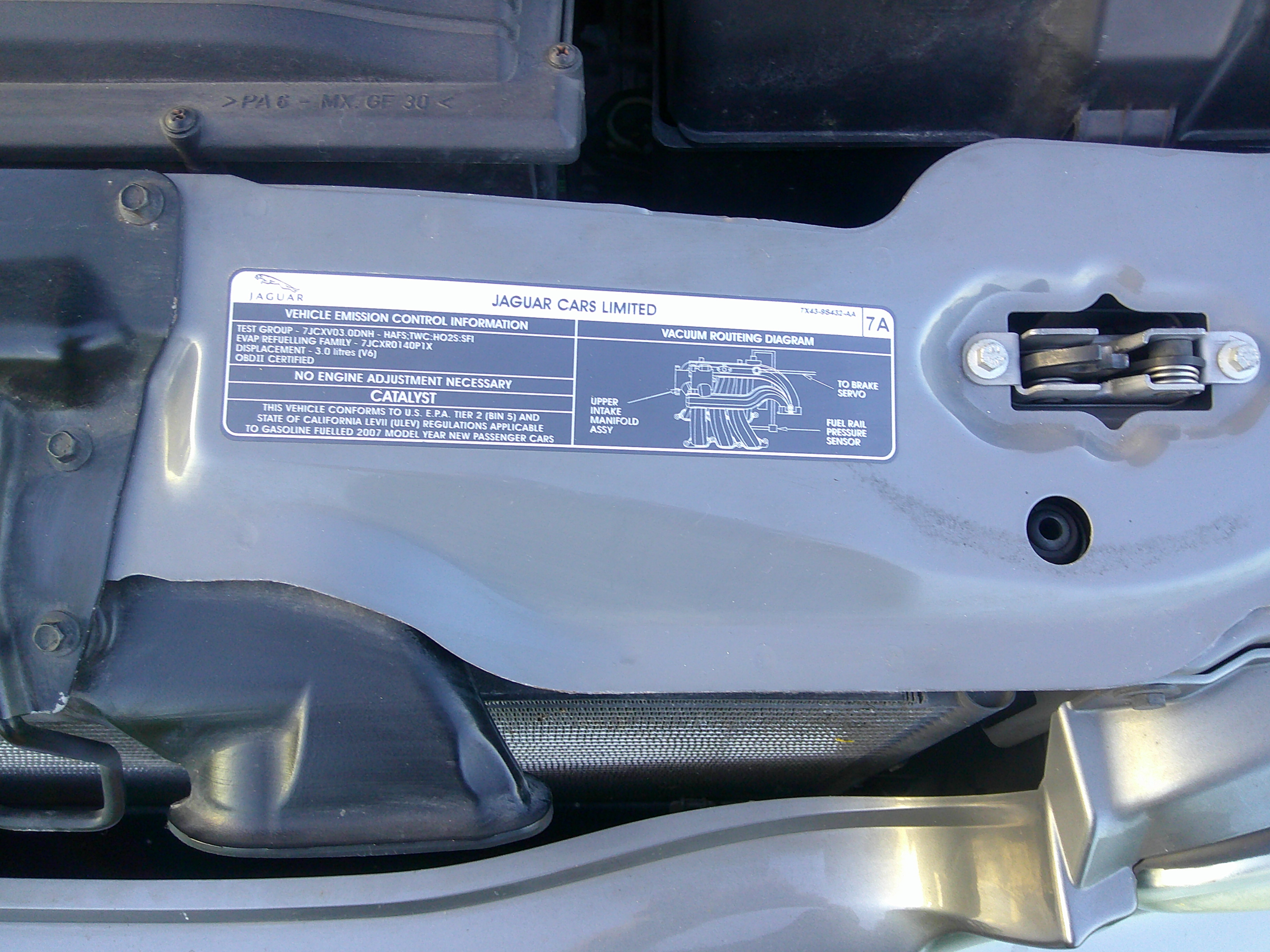 Vehicle emission control information and vacuum routeing diagram sticker